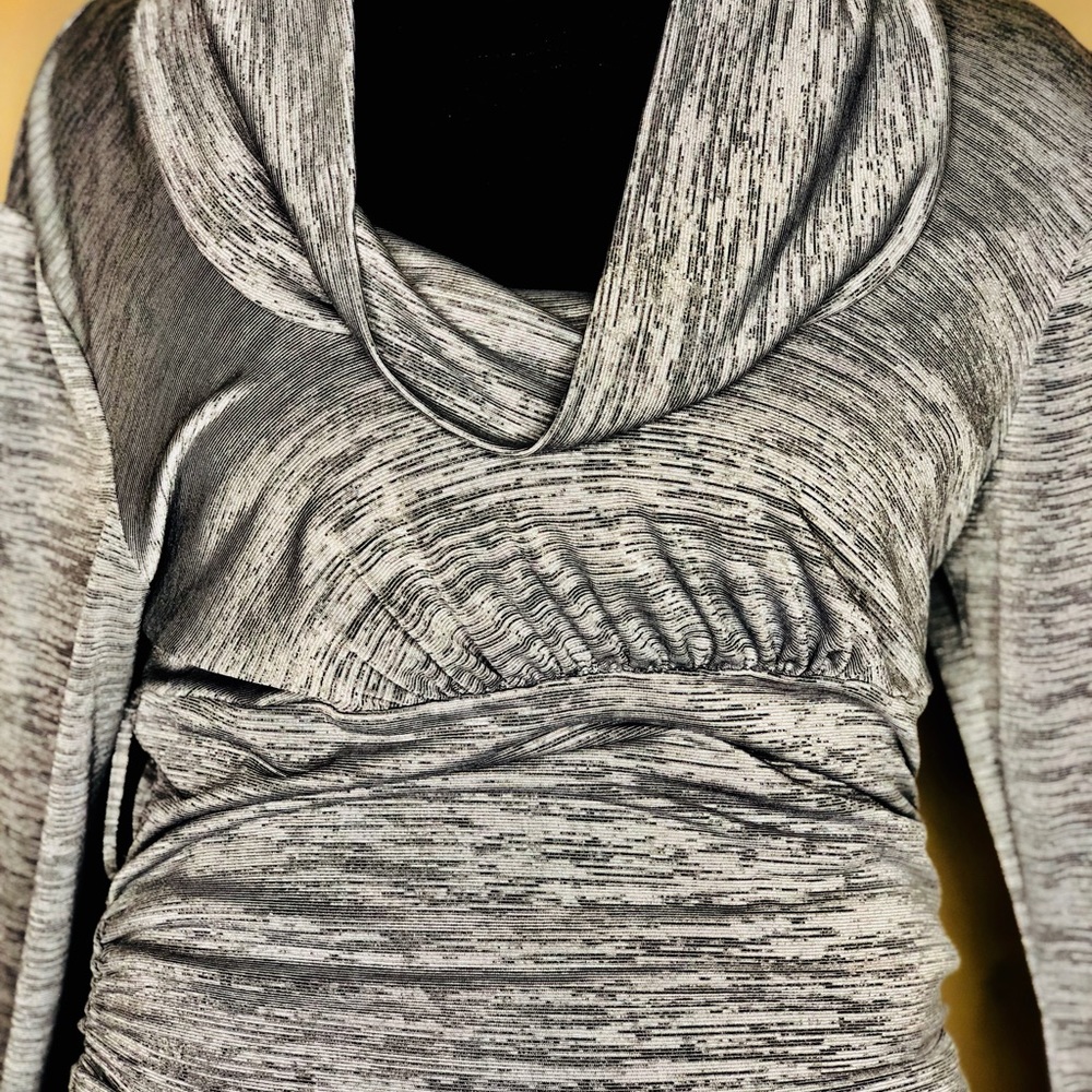 Gray Blouse with Tetris Like Print